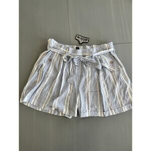Striped blue and white womens paperbag shorts sz 2x